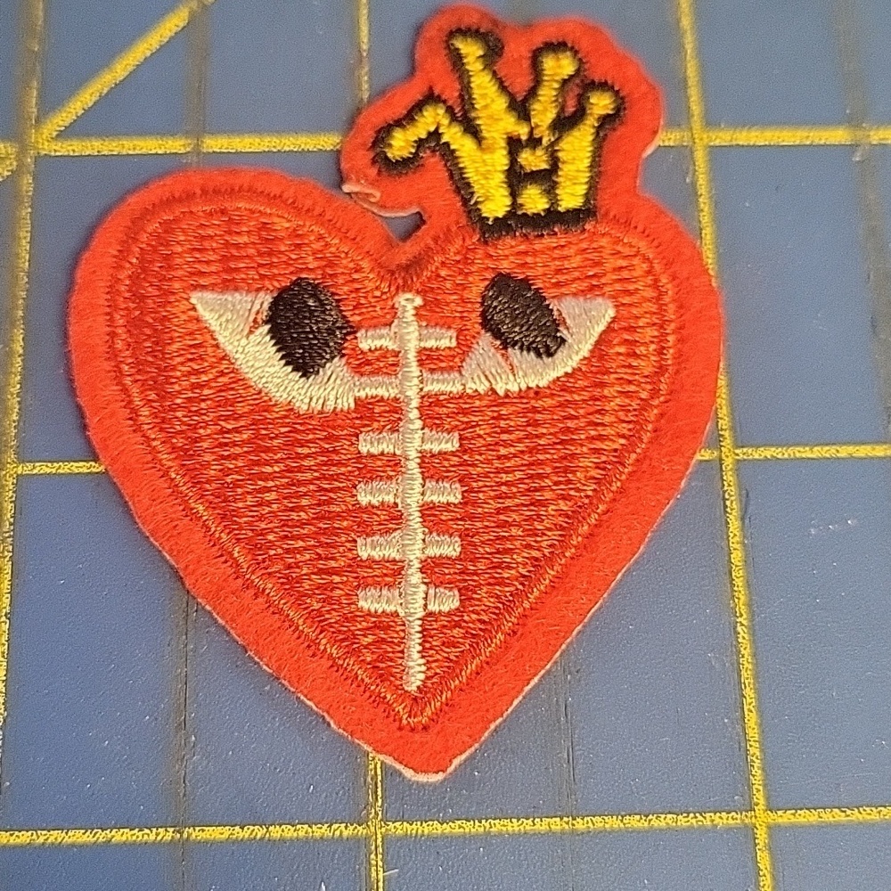 Heart Crown Red Embroidered 3" Iron On Patch New